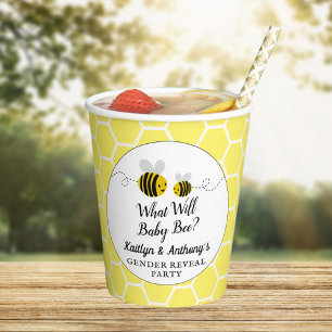 What Will Baby Bee Gender Reveal Party Paper Cups