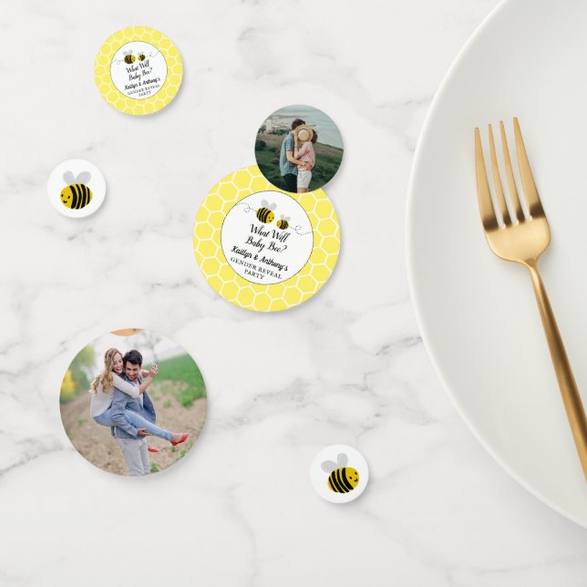 What Will Baby Bee? Gender Reveal Party Photo Confetti (Group)