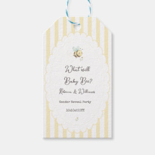  What Will Baby Bee? Gender Reveal Preppy Yellow  Gift Tags