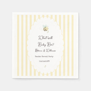What Will Baby Bee? Gender Reveal Preppy Yellow Napkin