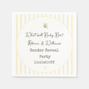 What Will Baby Bee? Gender Reveal Preppy Yellow Napkin
