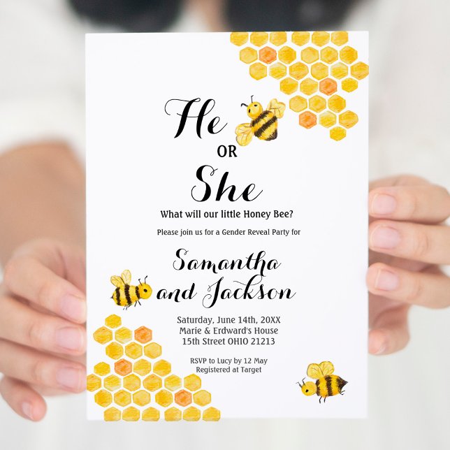 What will baby bee Gender Reveal Shower Invitation (Creator Uploaded)
