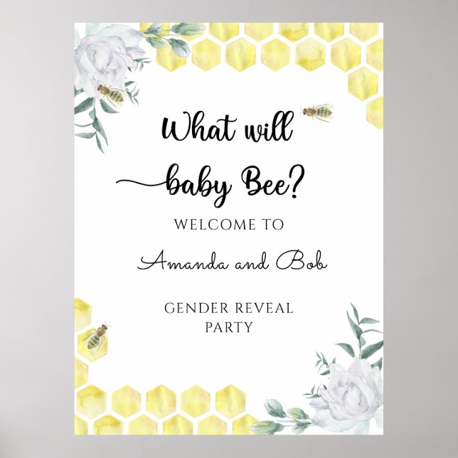 What will baby Bee Gender reveal welcome Poster (Front)