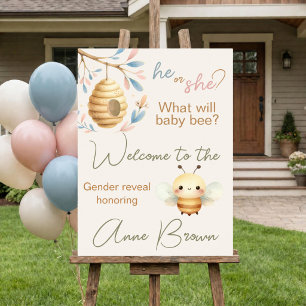 What Will Baby Bee Gender Reveal Welcome Poster