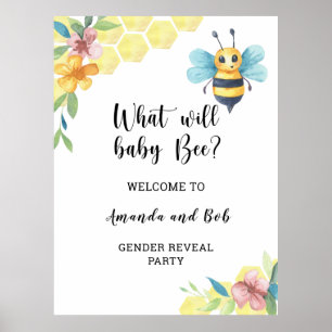 What will baby bee gender reveal welcome poster