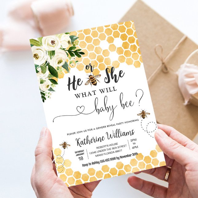 What Will Baby Bee Honey Bee Baby Shower Invitation (Creator Uploaded)