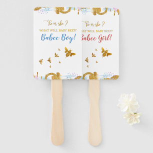 What Will Baby Bee Illustration Gender Reveal  Han Hand Fan