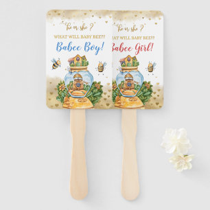 What Will Baby Bee Illustration Gender Reveal  Hand Fan