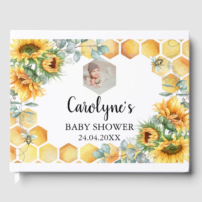 What Will Baby Bee Sunflower Baby Shower Guest Book (Front)