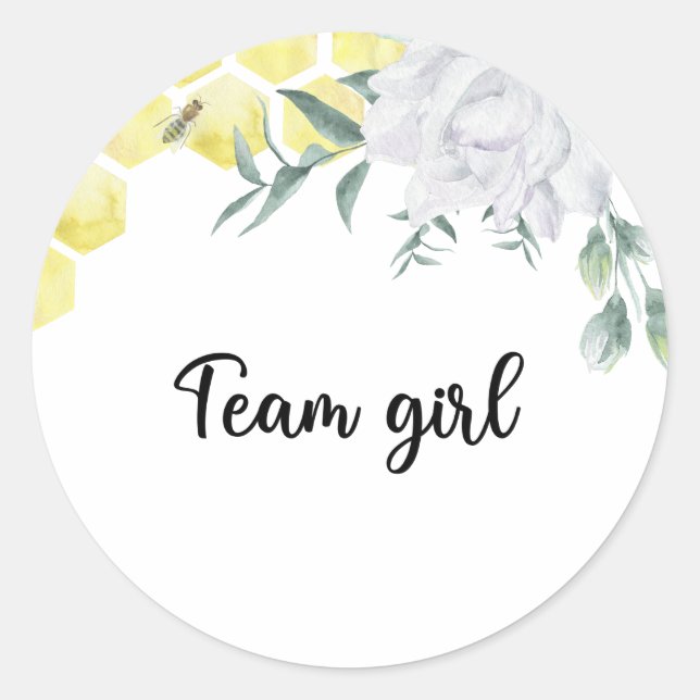 What will baby bee team girl  classic round sticker (Front)