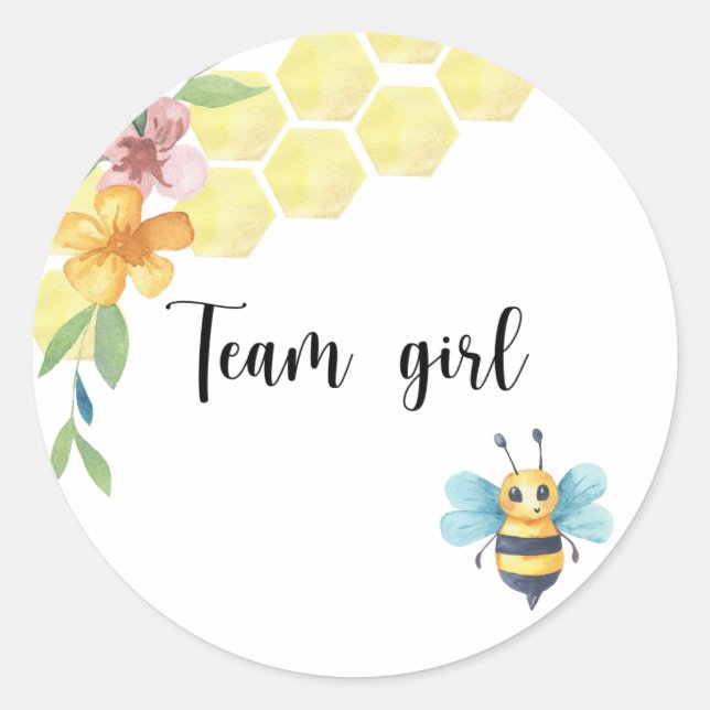 What will baby bee team girl  classic round sticker (Front)