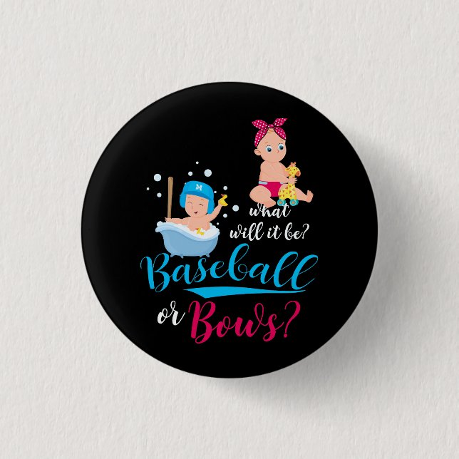 What Will It Be Baseball Bow Gender Reveal Big Lit 3 Cm Round Badge (Front)