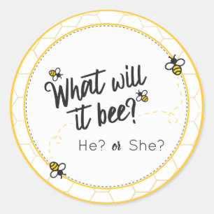 What will it bee? Baby Shower Gender Reveal Classic Round Sticker