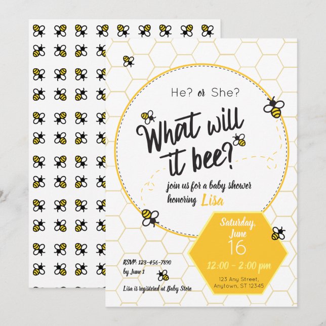 What will it bee? Baby Shower Gender Reveal Invitation (Front/Back)