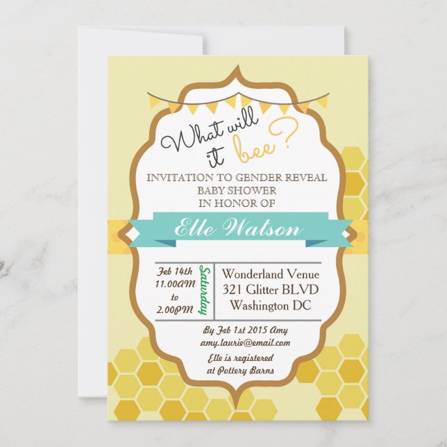 What will it Bee Gender Reveal Baby Shower Invitation (Front)