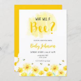 What will it bee? Gender reveal Bee theme yellow Invitation