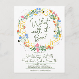 What will it Bee Gender Reveal Postcard Invite
