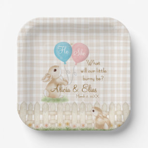 What Will Our Little Bunny Be?  Gender Reveal Paper Plate