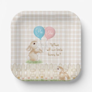 What Will Our Little Bunny Be? Gender Reveal Paper Plate