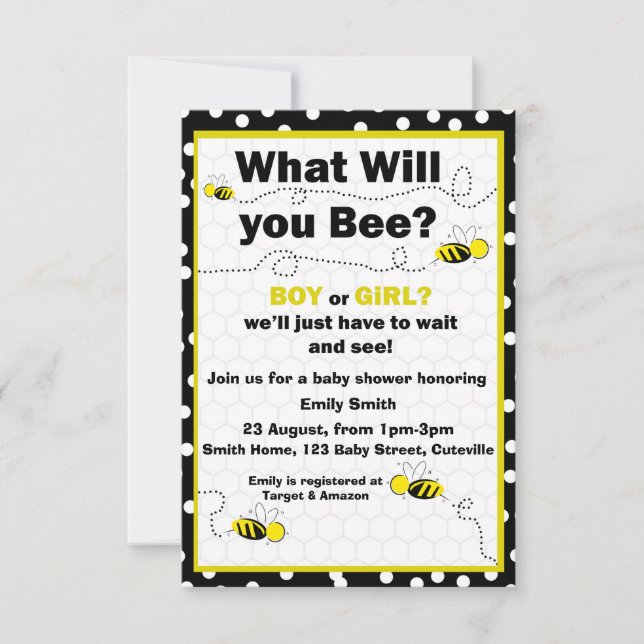What Will You Bee Baby Shower Invite (Front)