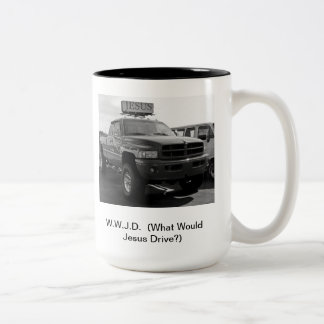 What Would Jesus Drive? Two-Tone Coffee Mug