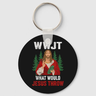 What Would Jesus Throw Disc Golf Player Frisbee Di Key Ring