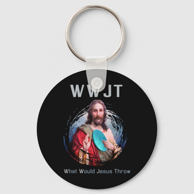 What Would Jesus Throw' Funny Disc Golf T Shirt Me Key Ring (Front)
