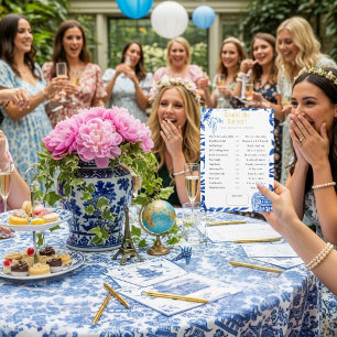 What Would She Choose? Blue Bridal Shower game Invitation