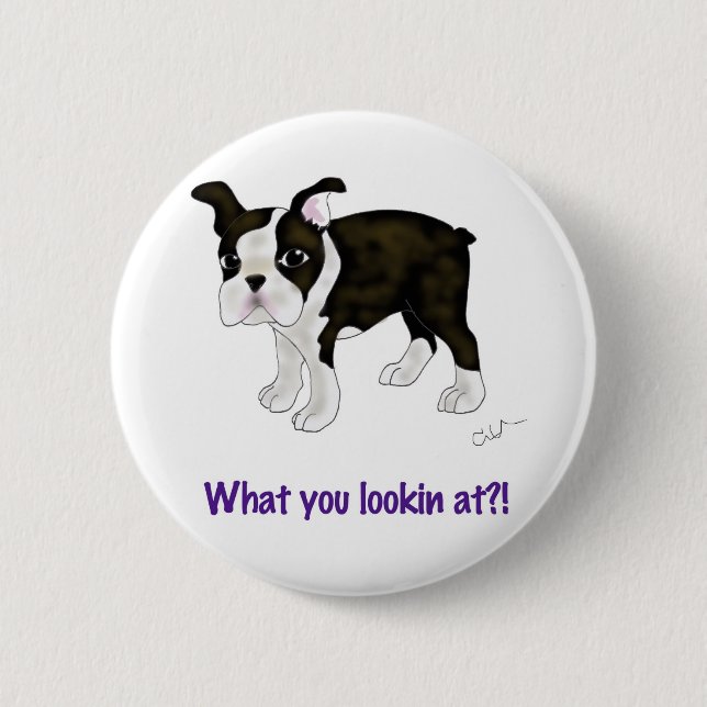 What you looking at? 6 cm round badge (Front)
