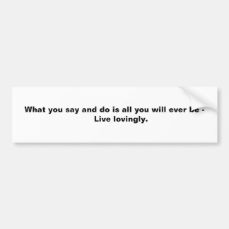 What you say and do is all you will ever be -  ... bumper sticker