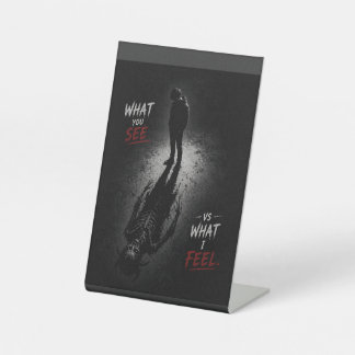 What You See vs What I Feel: Smiling Outside, Figh Pedestal Sign