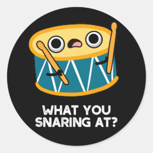 What You Snaring At Funny Drummer Drum Pun Dark BG Classic Round Sticker