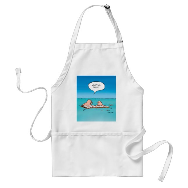 Whatcha Doing? Funny Shipwreck Cartoon Standard Apron (Front)