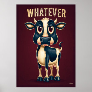 Whatever Cow – Funny Cartoon Character Art Poster