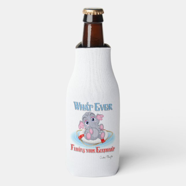 Whatever Floats Your Baby Elephant Bottle Cooler (Bottle Front)