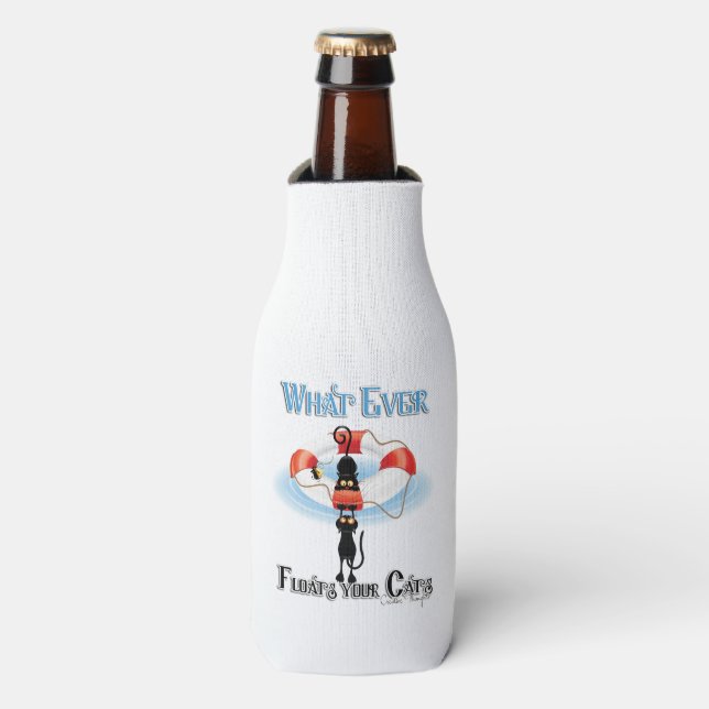 WhatEver Floats your Cats 2 Bottle Cooler (Bottle Front)