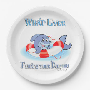Whatever Floats Your Dolphin Paper Plate