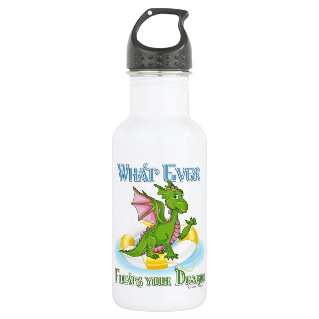 Whatever Floats Your Dragon Cute 532 Ml Water Bottle (Front)