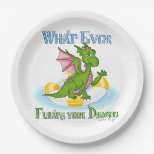 Whatever Floats Your Dragon Cute Paper Plate