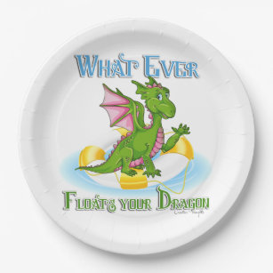 Whatever Floats Your Dragon Cute Paper Plate