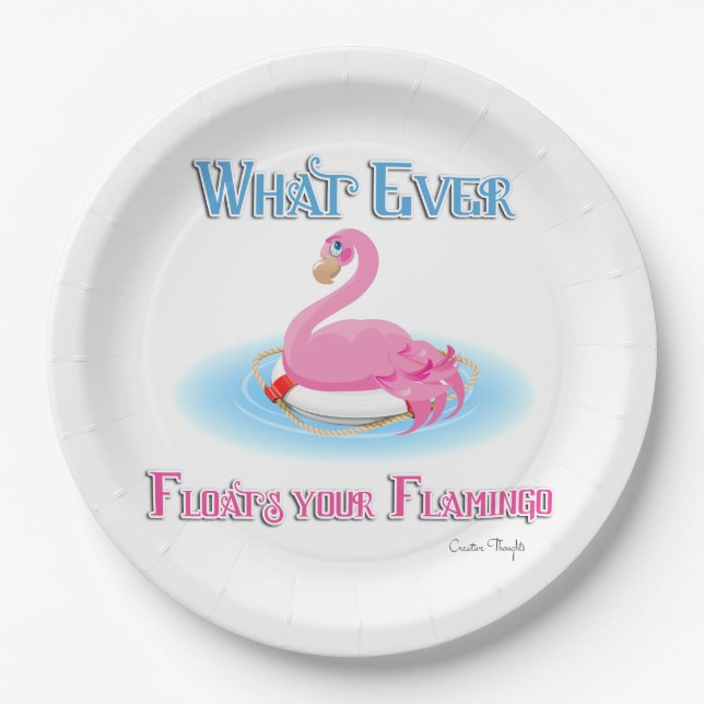Whatever Floats Your Flamingo 2 Paper Plate (Front)