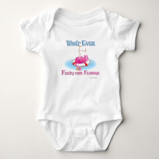 Whatever Floats Your Flamingo Baby Bodysuit (Front)