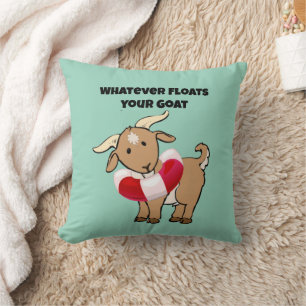 Whatever Floats your Goat Life Preserver Cartoon Cushion