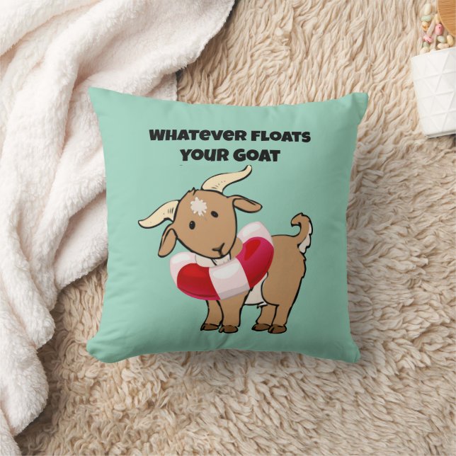 Whatever Floats your Goat Life Preserver Cartoon Cushion (Blanket)