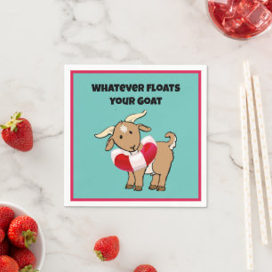 Whatever Floats your Goat Life Preserver Cartoon Napkin