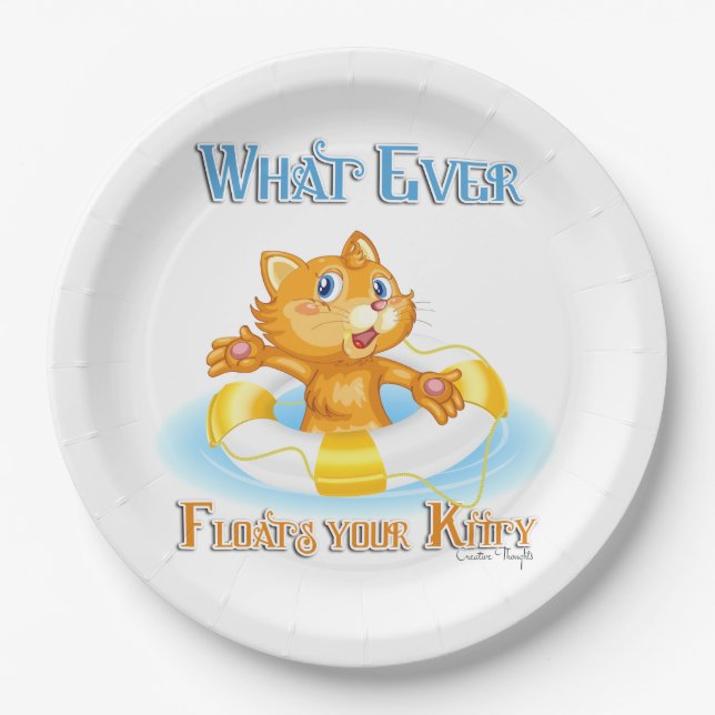 Whatever Floats Your Kitty Paper Plate (Front)