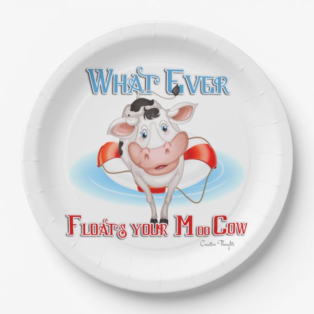 Whatever Floats Your Moo Cow Paper Plate (Front)