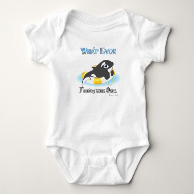 Whatever Floats Your Orca Whale Baby Bodysuit (Front)