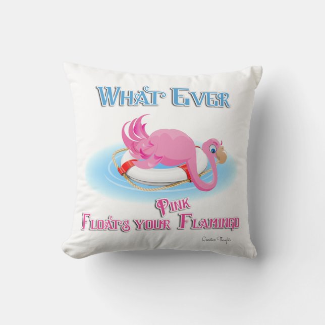 Whatever Floats Your Pink Flamingo Cushion (Front)
