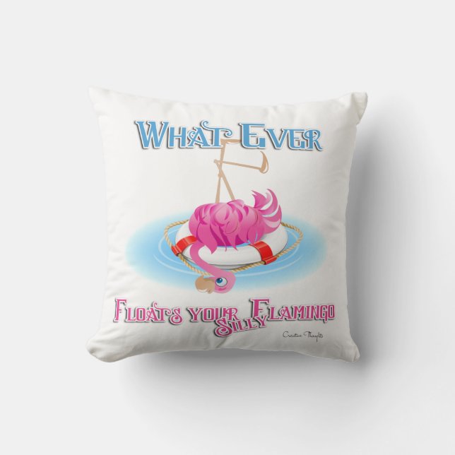 Whatever Floats Your Silly Flamingo Cushion (Front)